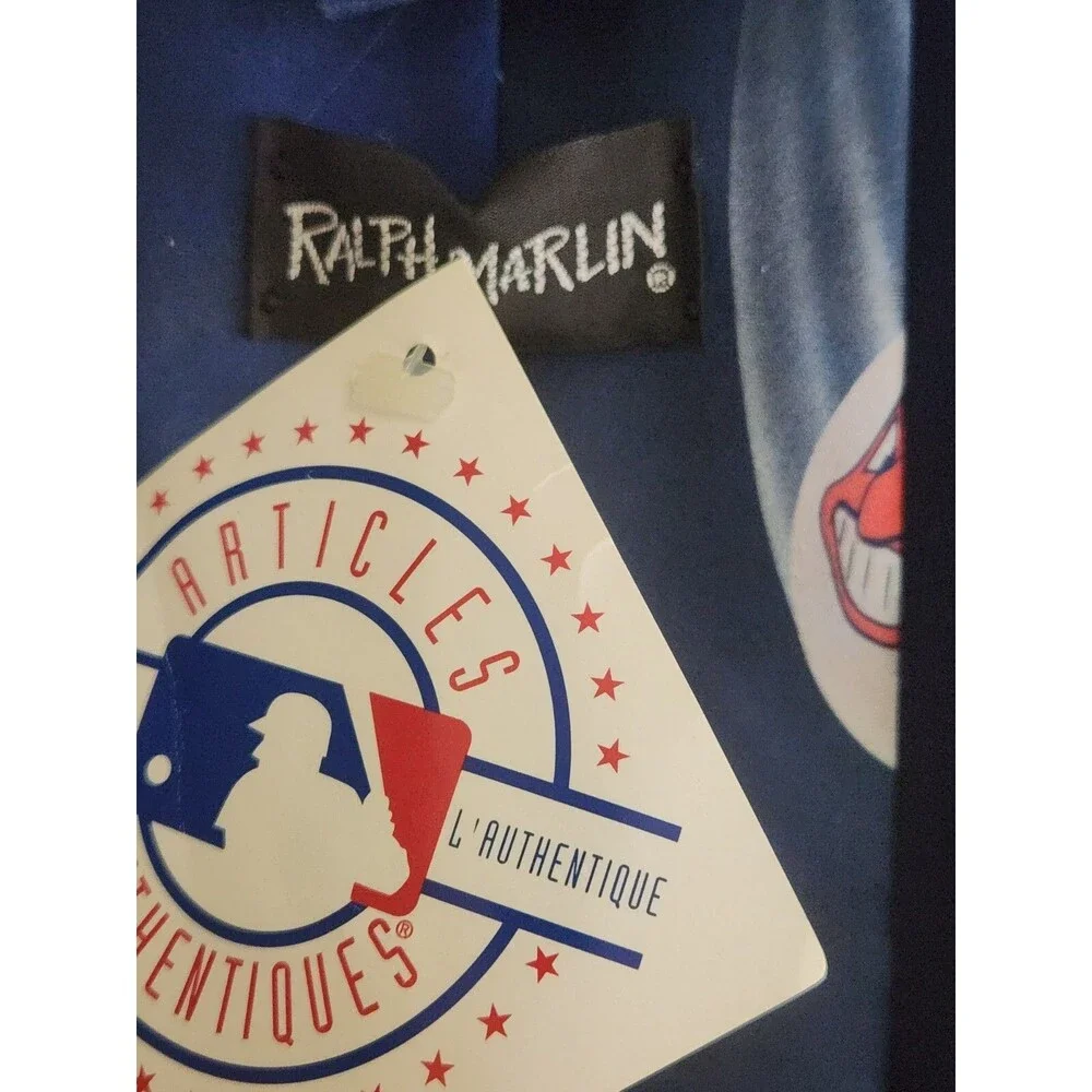 Cleveland Indians NWT Necktie Baseballs Chief Wahoo Blue 1994 Ralph Marlin